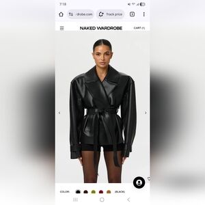 Naked Wardrobe Vegan Leather Trench Jacket New With Tags And Bag